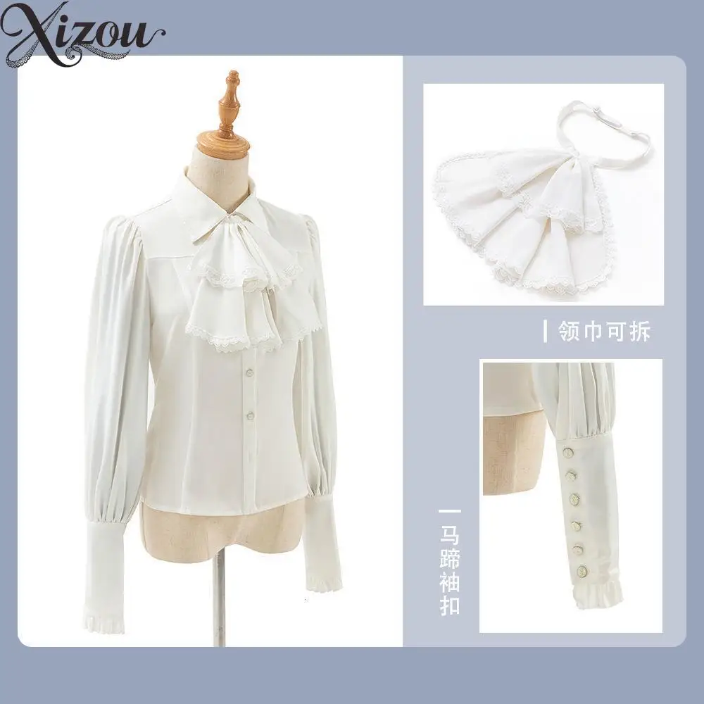 Haut à manches longues Style Lolita Original, chemise à manches longues, blanc pur, chemises intérieures élégantes pour femmes, mode printemps automne