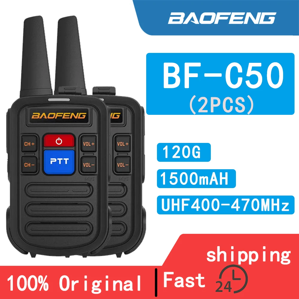 Baofeng-Ff-c50 de Radio bidireccional para niños, Mini Walkie Talkie de 16 canales, largo alcance con cargador, 400-480mhz, 5w