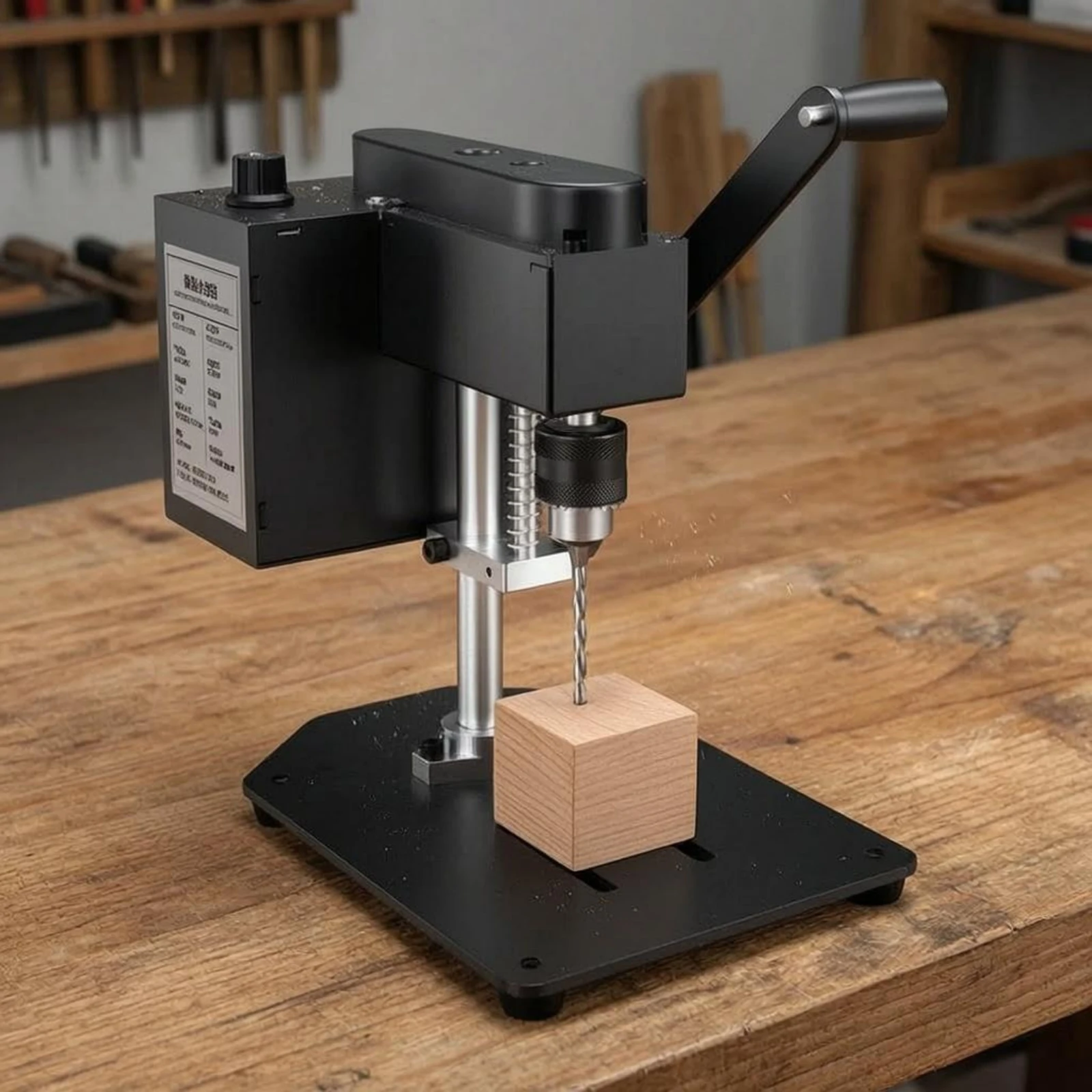 Mini Drill Press Stepless Speed Control Desktop Drill Press Power Tool Black Finish Electric Powered for Workshop