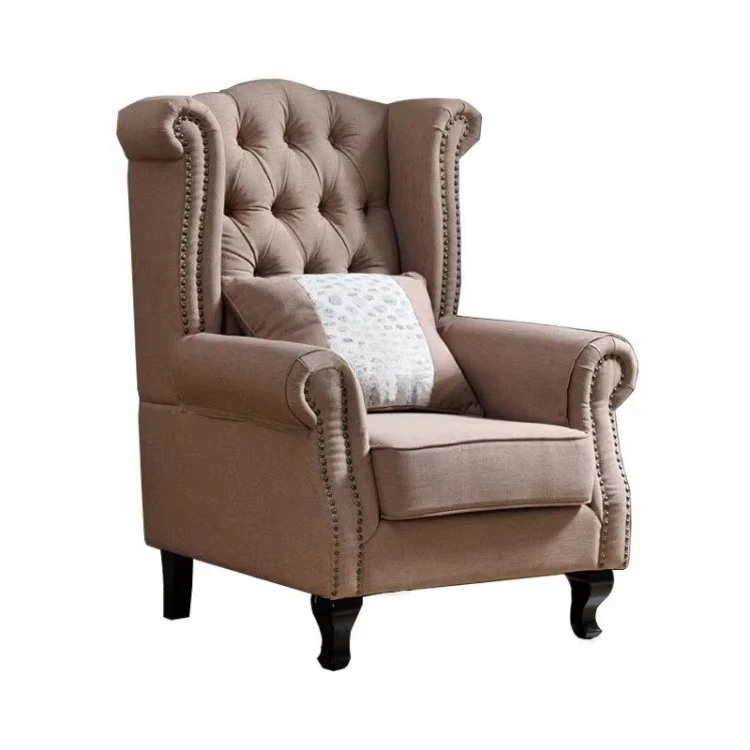

* Back Chesterfield Armchair Fabric Tufted Traditional Design Bedroom Villa Sofa Chair for Sale