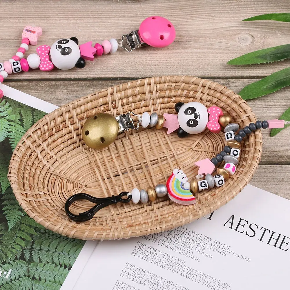 New Silicone Panda Multicolor  Teething Soother Pacifier Clip Pacifiers Chain Baby Chew Toy