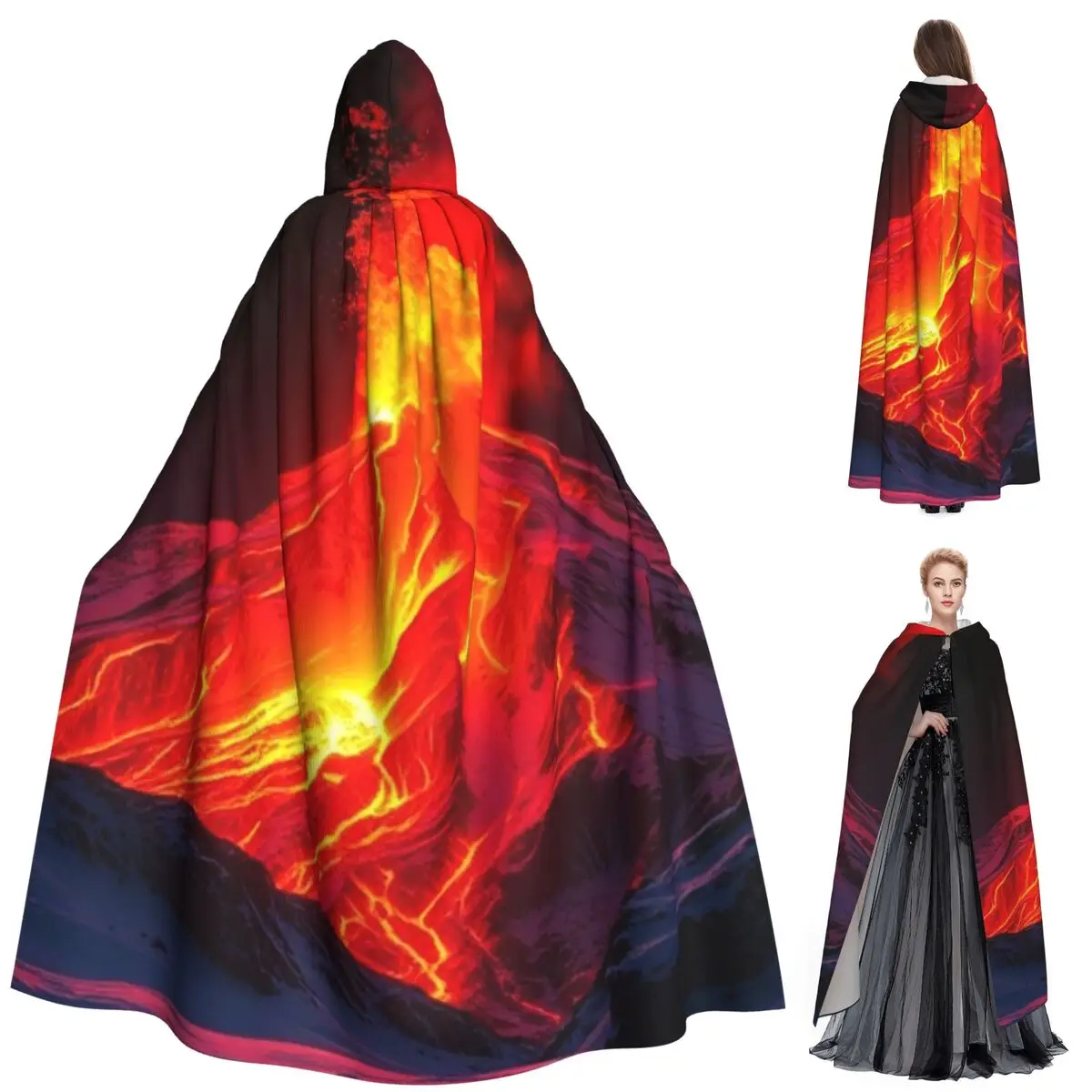 

Длинный плащ с капюшоном «Вулкан в снегу», средневековый костюм ведьмы, накидка для косплея, пальто на Хэллоуин для взрослых, унисекс