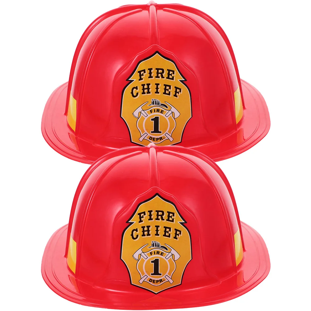 2 Pcs Fire Truck Role Playing Game Red Fireman Hat Cosplay Halloween Firefighter Party Favors