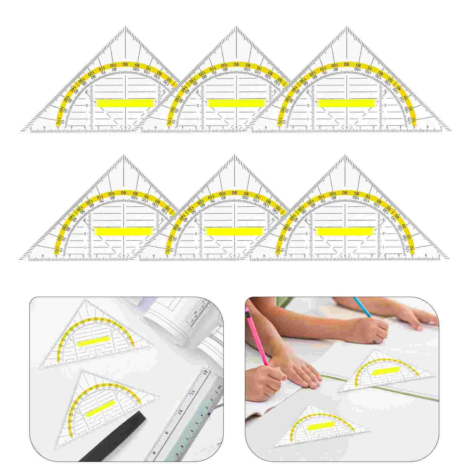 6 Pcs Multifunctional Triangle Ruler Drawing Rulers Measuring Tools Measurement Rules Geometric Plastic