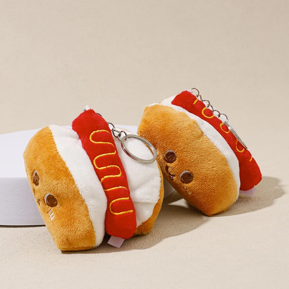 Hamburger Plush Doll Keychain Chicken Leg French Fries Cute Bag Pendant Schoolbag Accessories Stuffed Toys Key Chain