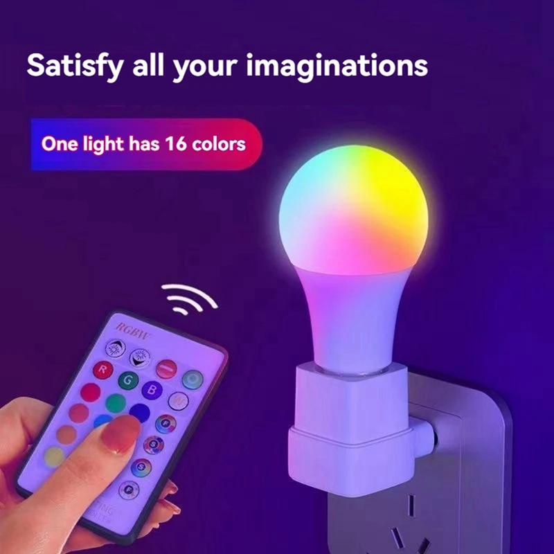 Led Colorful Light Bulb E27 Screw Bulb Lamp Dimming Remote Control With Memory Atmosphere Bulb