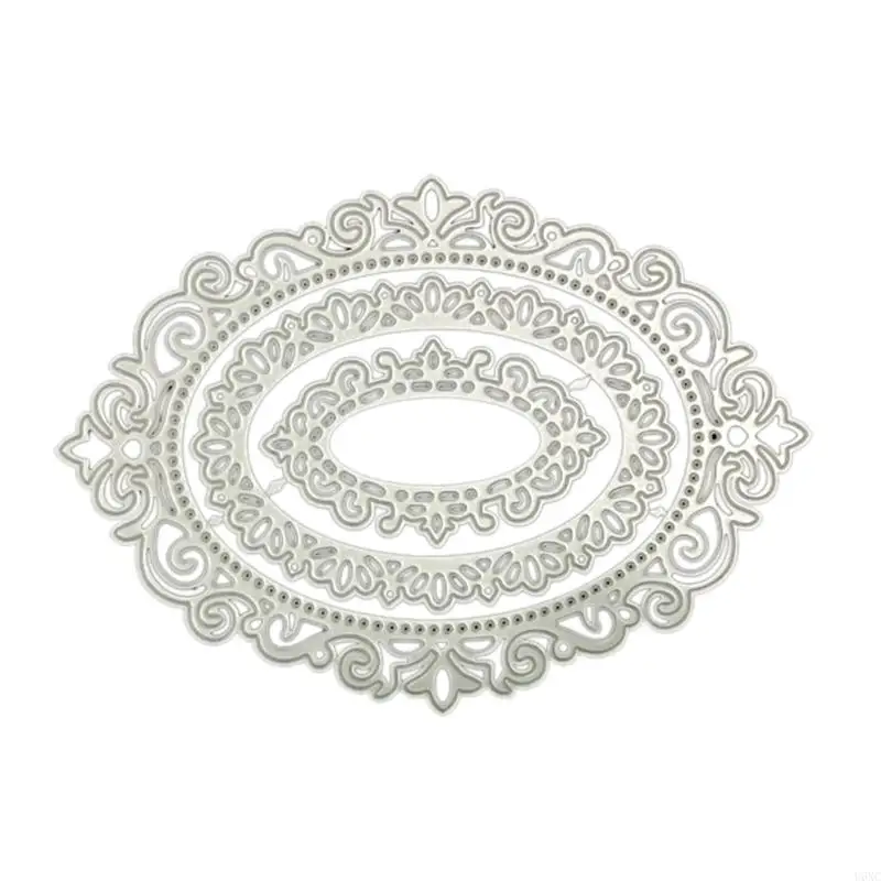 

U6XC Nesting Oval Cutting Dies Lace Embossing Die Cuts Stencils for Gift Card Making DIY Scrapbooking Album Party Invitation