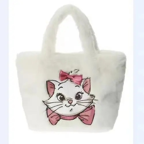 Disney Cartoon Mary Cat Japanese Winter 2021 New Female Bag Pear Flower Plush Handbag Plush Bag