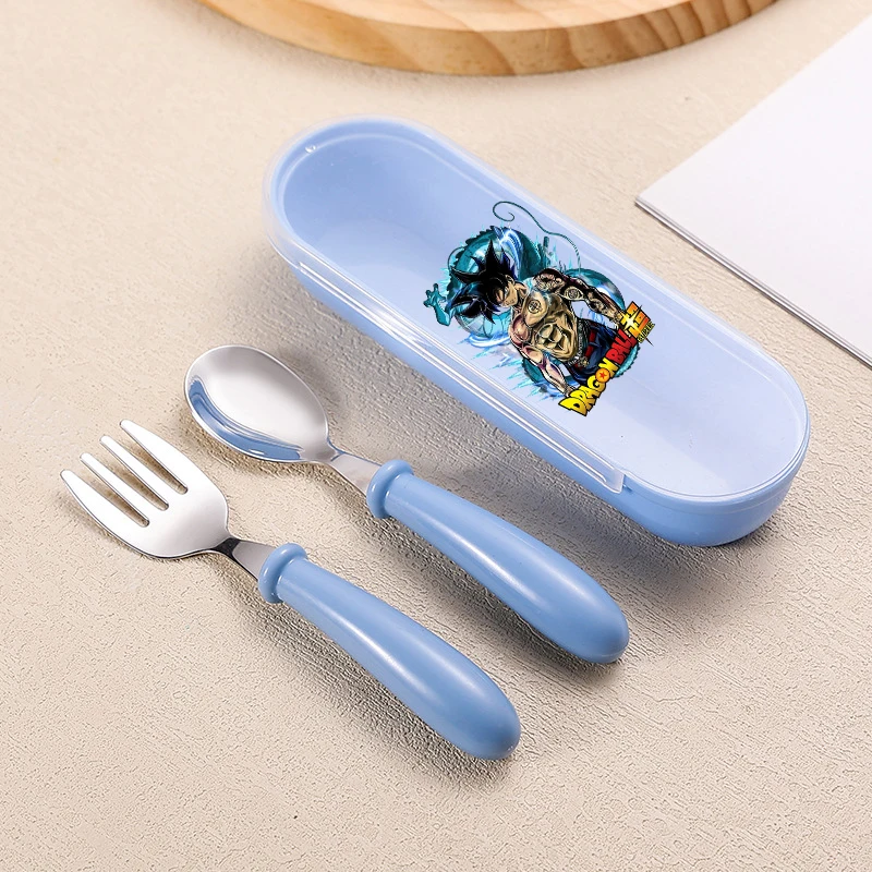 

Dragons Balls Spoon and Fork Set Kids Cute Son Goku Ladle Tableware Student School Picnic Portable Cutlery Boys Flatware Gift