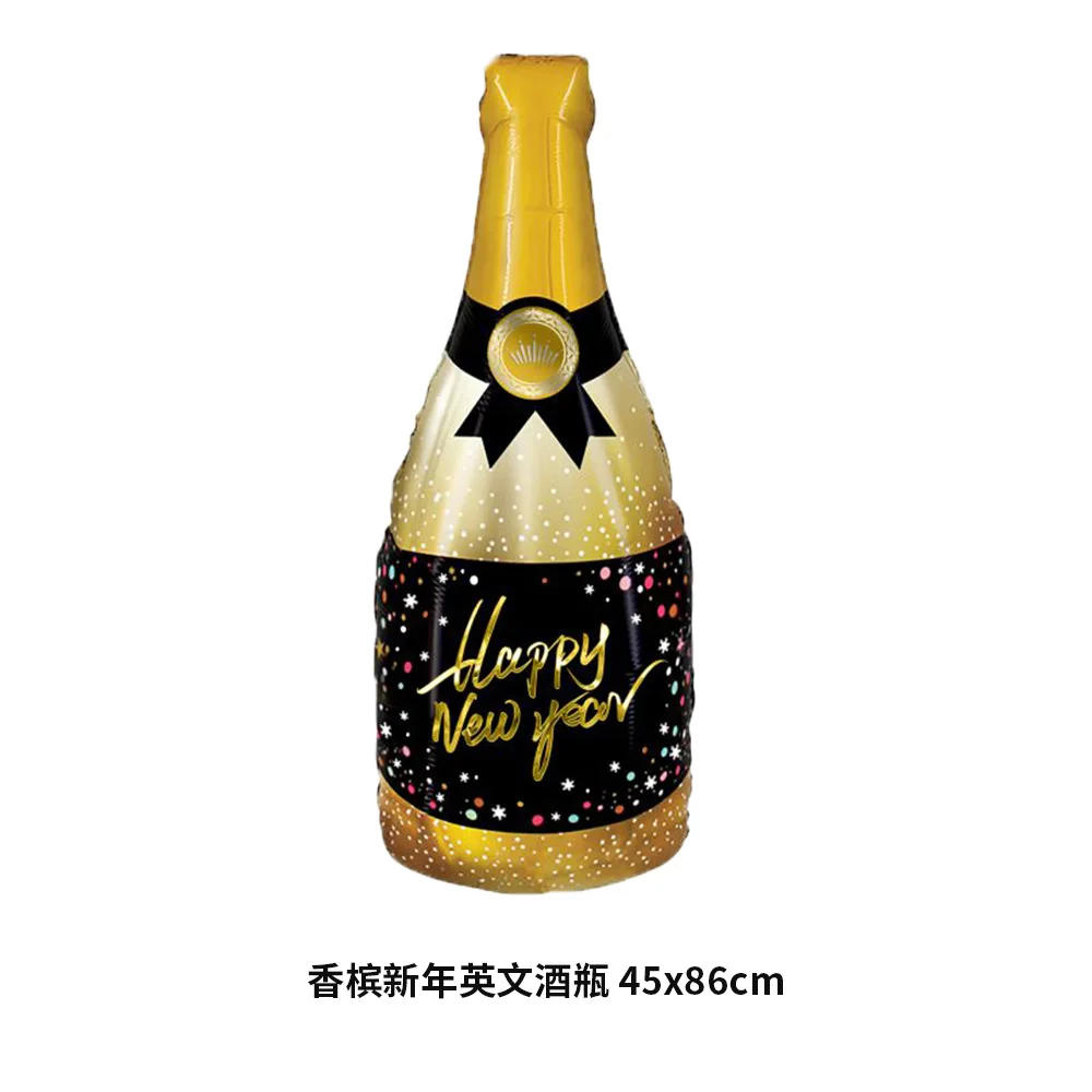 Happy New Year Champagne Bottle Balloons Wine Glasses Balloon Happy New Year Balloons 2025 New Years Eve Decorations Supplies