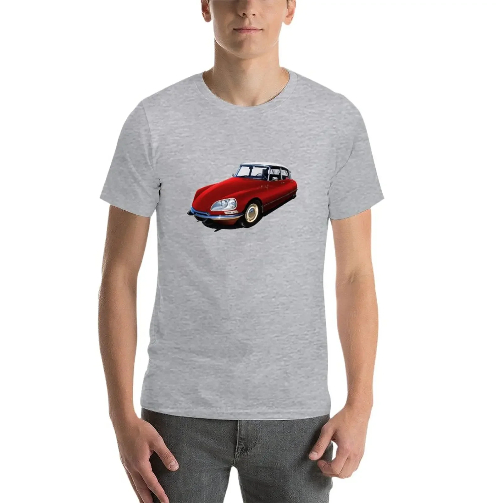 1970s Citroen DS w czerwonej koszulce za duże letni top t-shirty dla mężczyzn