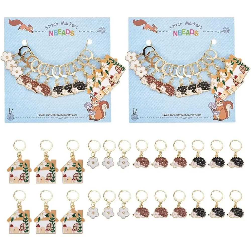 

24Pcs Hedgehog Stitch Markers Alloy Enamel Crochet Stitch Marker Charms Removable Dangle Locking Stitch Marker