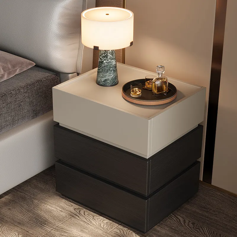 HYS bedside table paint-free solid wood multi-layer board storage cabinet installation-free