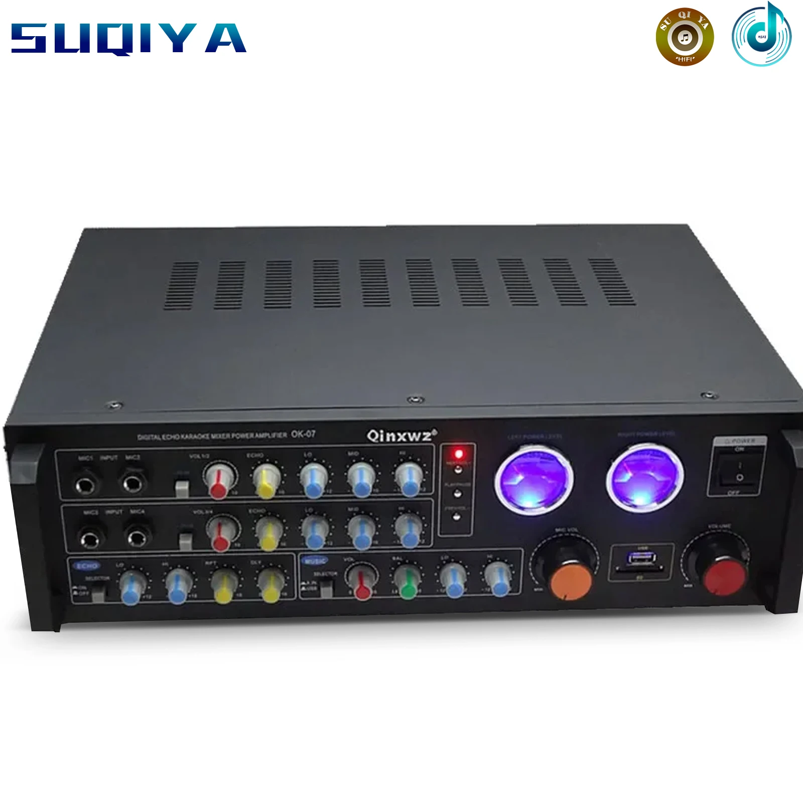 

OK-07 5.1 Channel 1200W HIFI USB SD Play Digital Echo Mixer KTV Karaoke Meeting Home Theater Audio Amplifier