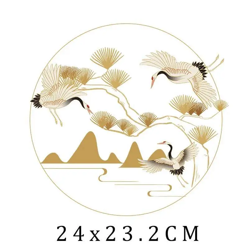 النمط الصيني كرين شروق الشمس الحديد على بقع DIY بها بنفسك نقل الحرارة الملابس تي شيرت ملصقات الحرارية طباعة الديكور #6