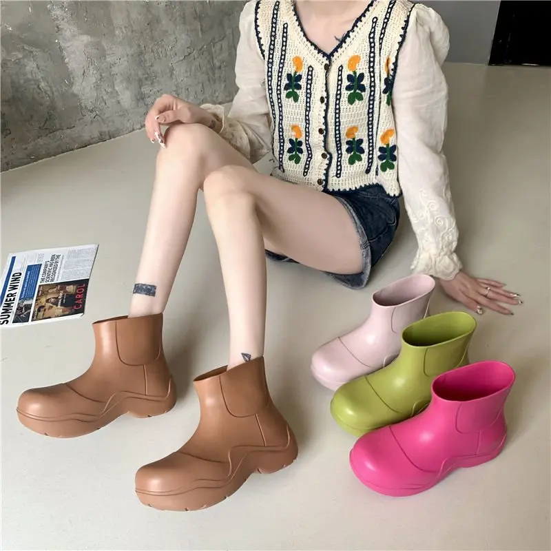 Rain Shoes for Women Mona, Same Style Rain Boots, Fashionable Outer Waterproof Shoes, Short Tube Thick Soled Water Boots