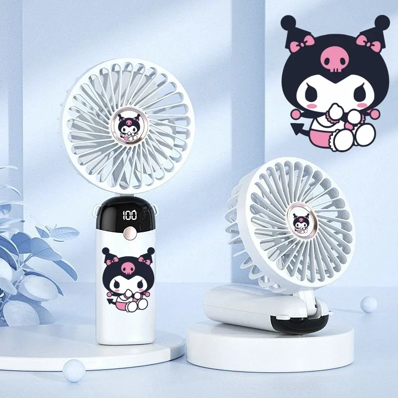 Miniso Kuromi Mini Fan Series, Figura Dos Desenhos Animados, Rotativa Kuromi Printing, Desktop Portátil, Portátil, Presente de Aniversário, Presentes