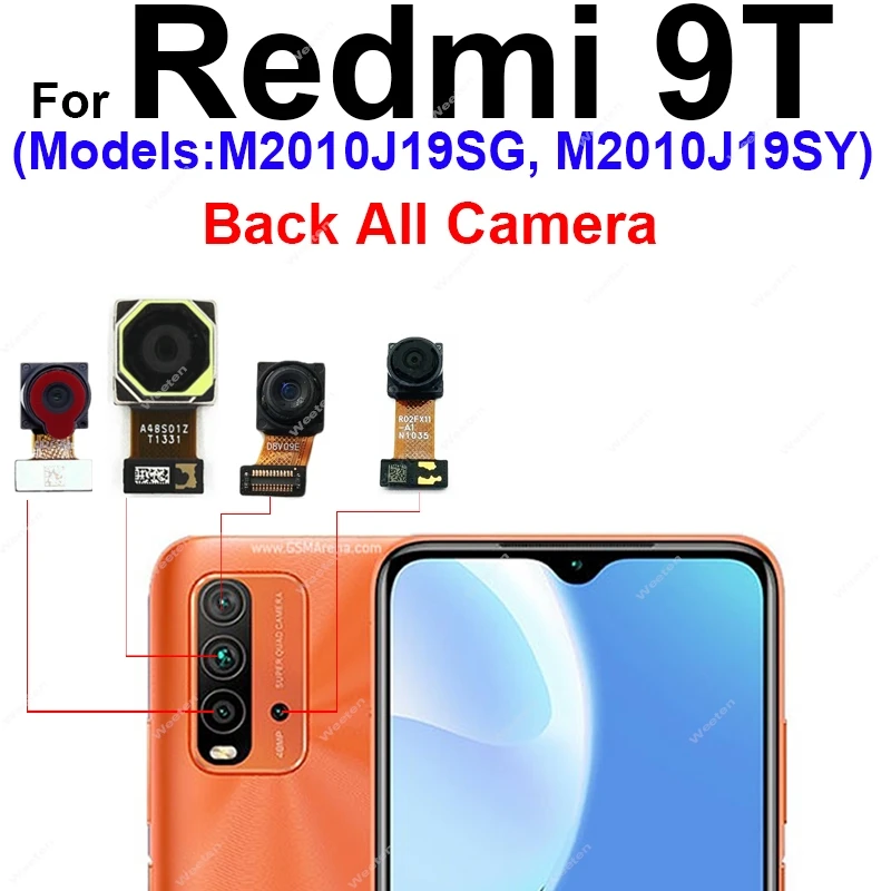 For Xiaomi Redmi 9T Front Rear Camera Module Front Facing Camera Back Main Primary Camera Repair Parts