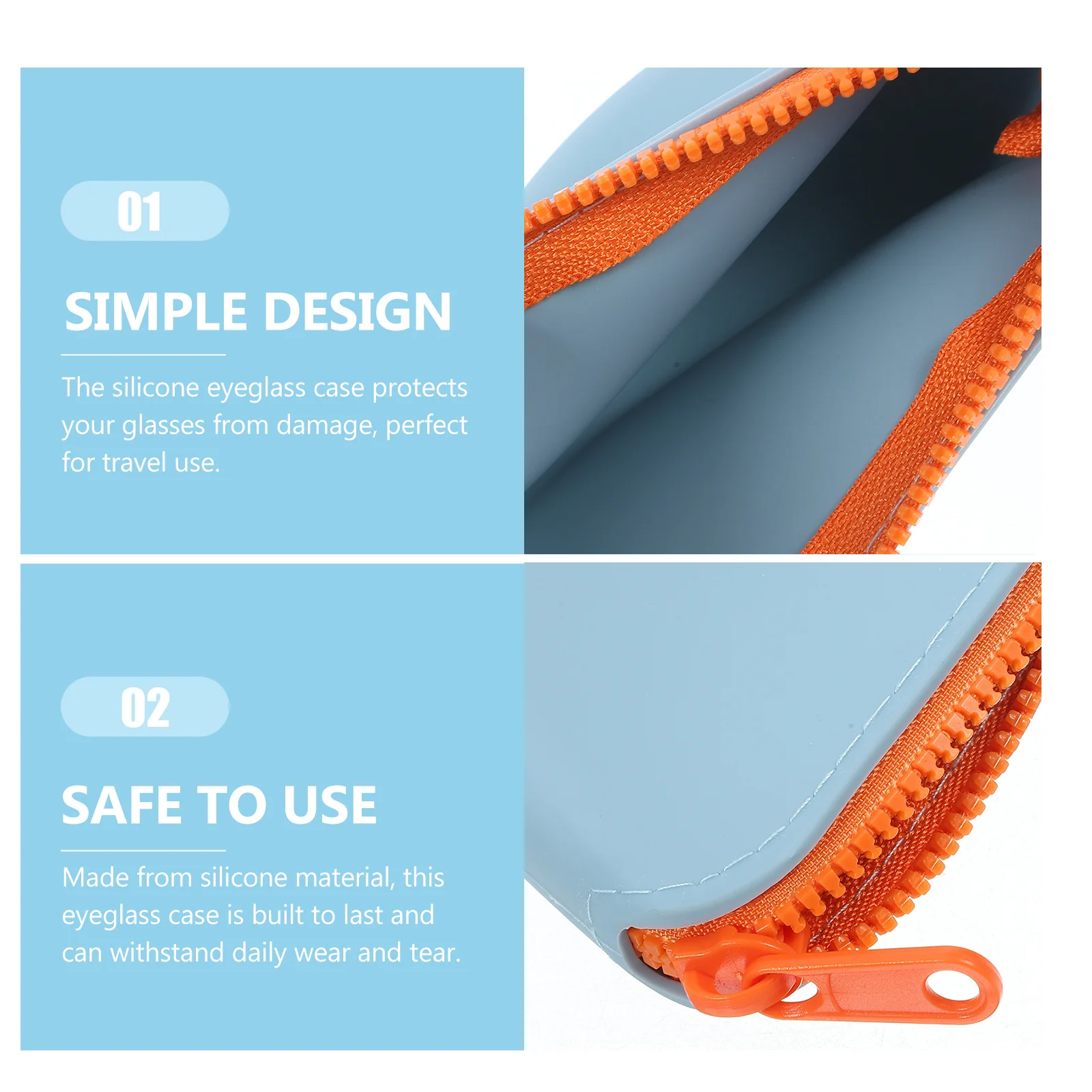 

Durable Silicone Eyeglass Case Lightweight Zipper Travel Sunglass Case for Men Women Sunglass Holder for Purse