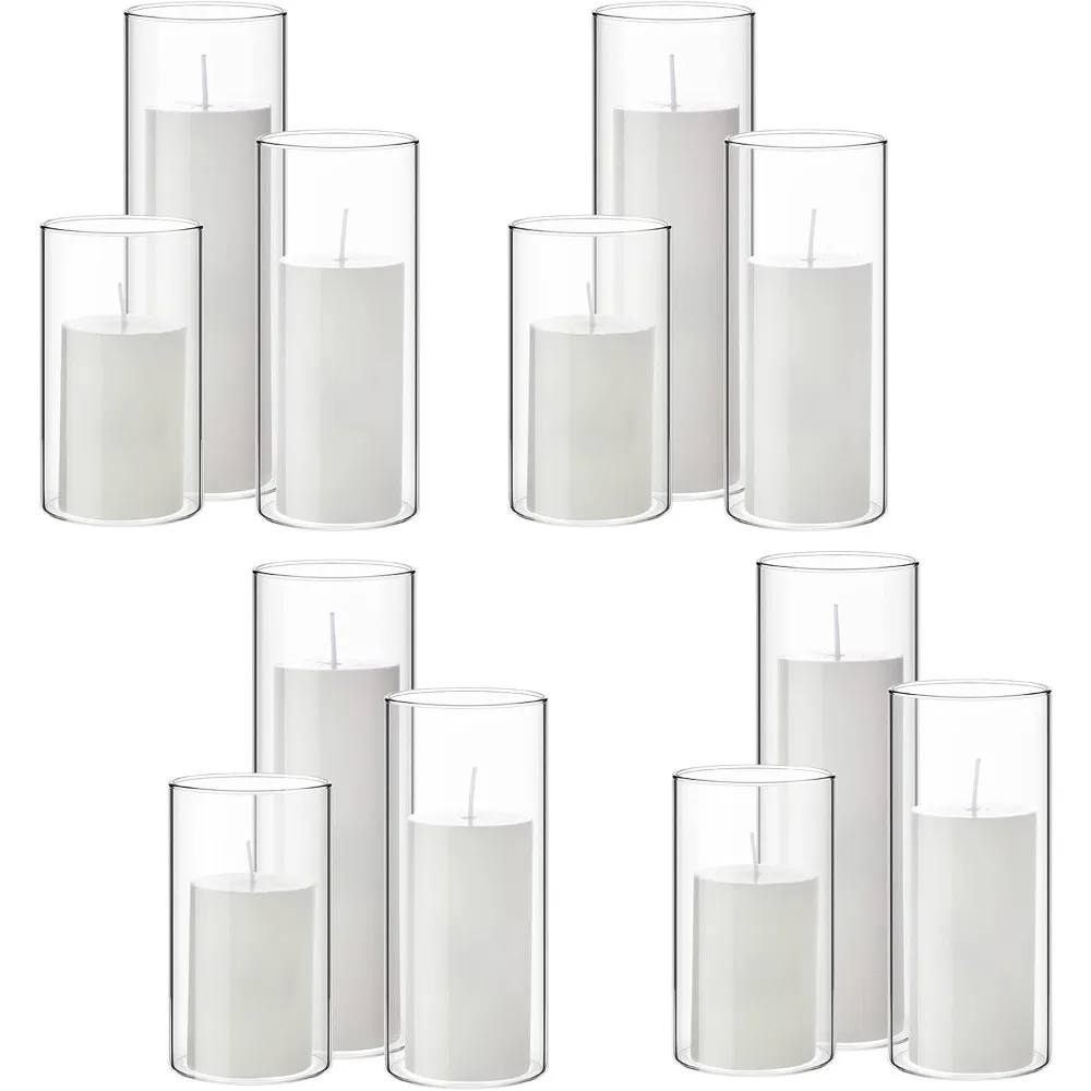 

Candles and Glass Cylinder Vases Clear Cylinder Candle Holders for Slim Pillar Candles Wedding Centerpieces Home Decor