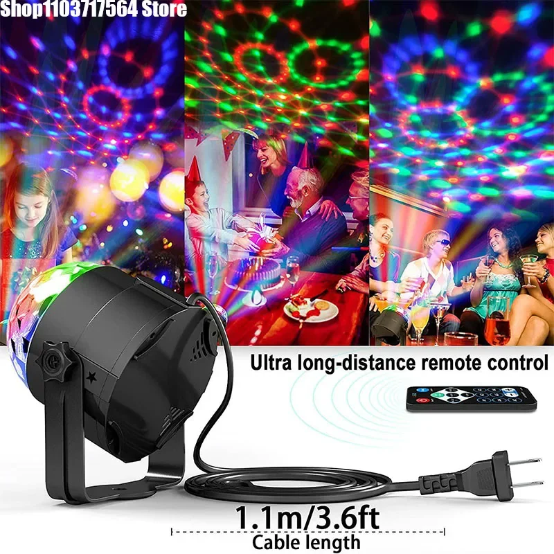 Lampu panggung disko LED lampu sorot mobil Remote Control suara strobo bola DJ putar lampu pesta hadiah Natal RGB lampu pertunjukan Laser