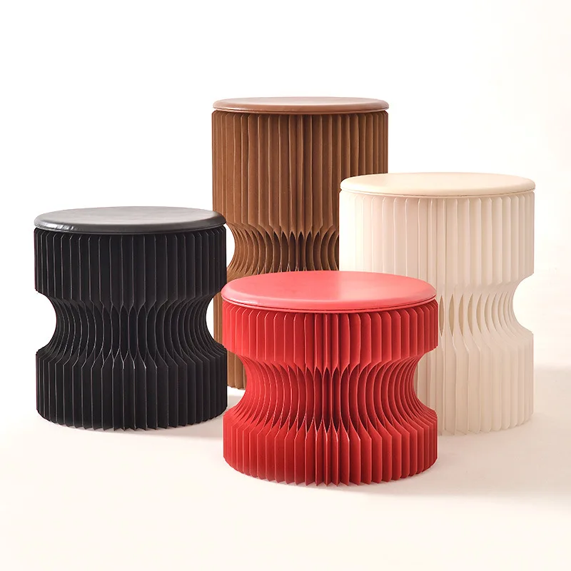 

Nordic simplicity, living room home storage multi-function, folding round paper stool, creative space-saving furniture