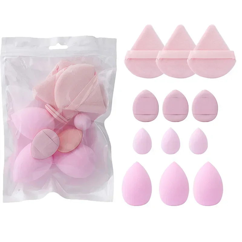 12 Stuks Roze Make-Up Spons En Puff Set Nieuwe Gemakkelijk Te Reizen Spons Geschikt Voor Gezichtscrème En Poeder Concealer Poeder