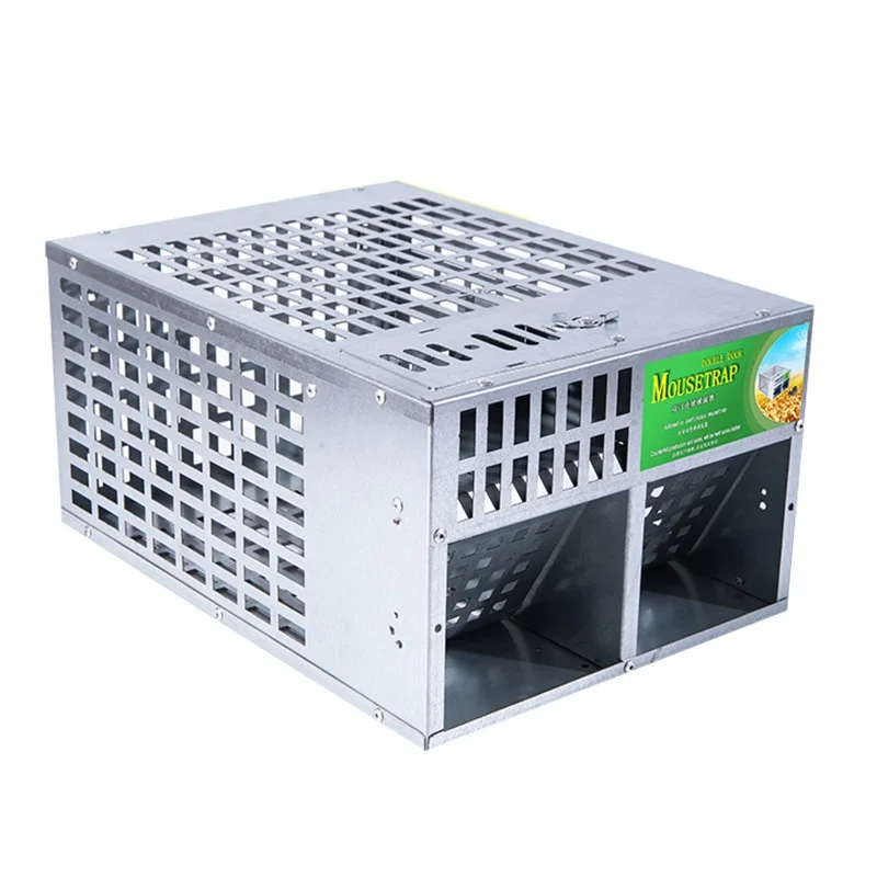 Mouse Trap Full Automatic Strong Metal Large Handle Double Door High Safety Mice Trap Large Size With 2 Doors(11.8x8.7x5.9in)