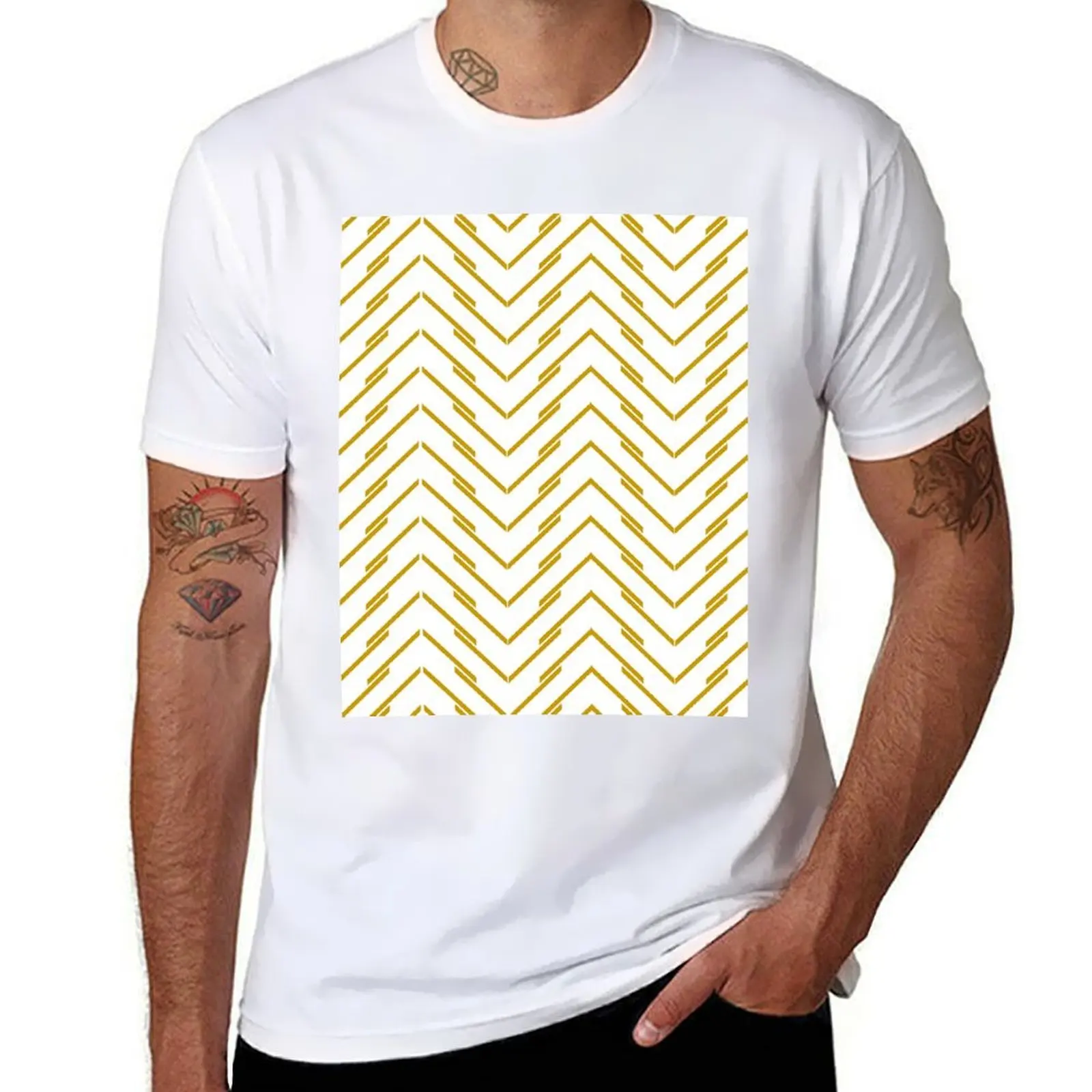 

Gold Modern Texture Lines T-Shirt funny t shirts cotton t shirt for man T-Shirt