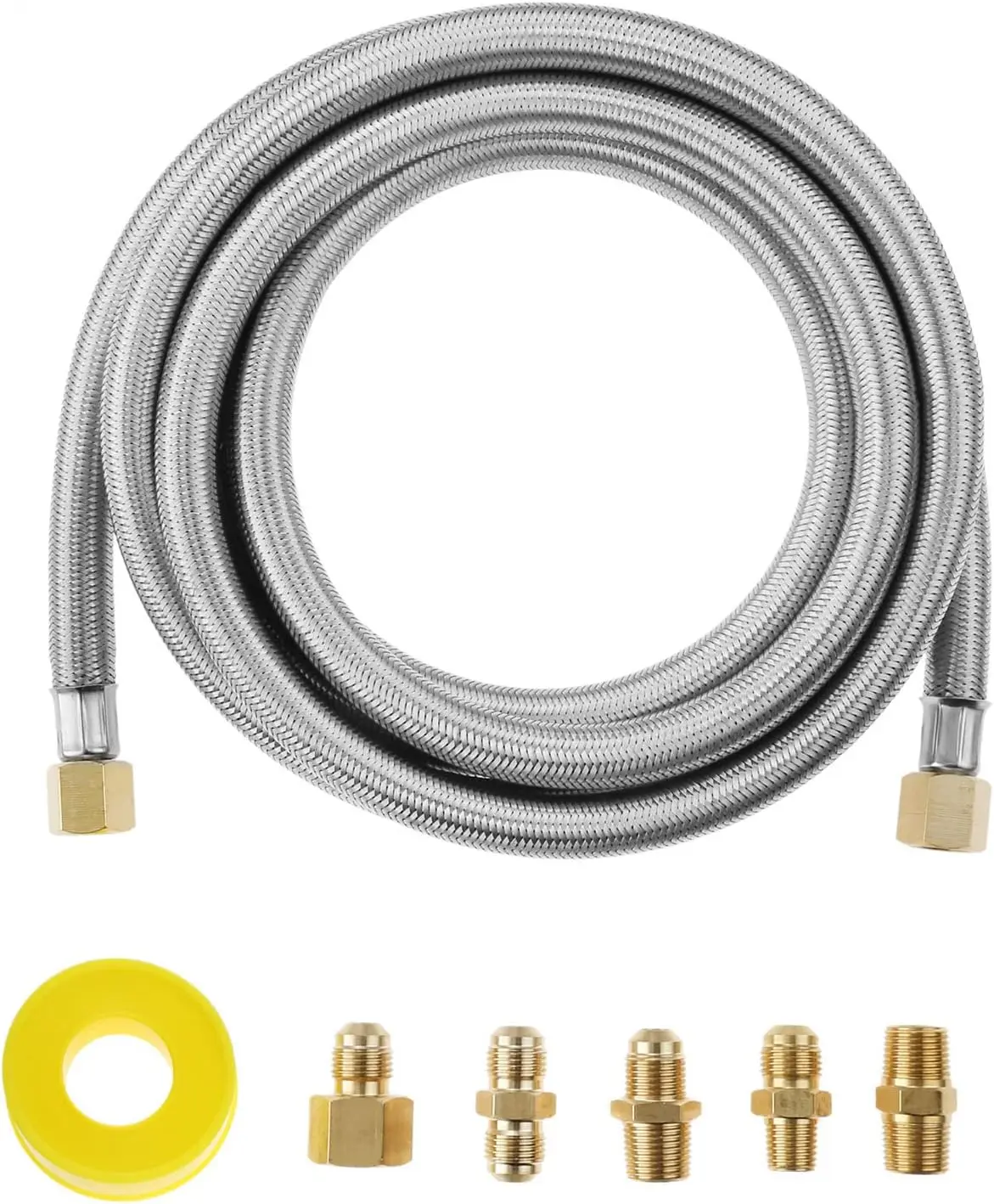 

10 Feet High Pressure Propane Hose with Conversion Coupling 1/4" and 3/8" Male NPT 3/8" Male Flare 3/8" Flare To 1/2" Female NPT