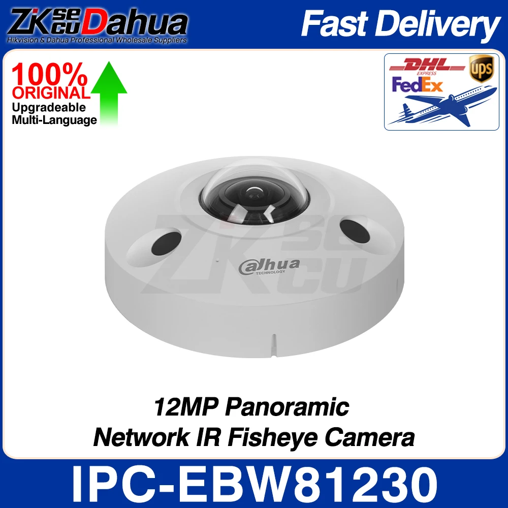 

Dahua IPC-EBW81230 12MP Panoramic Network IR Fisheye POE IP Camera Multiple Dewarped Intelligent Smart Detect SD Slot IP67 IK10