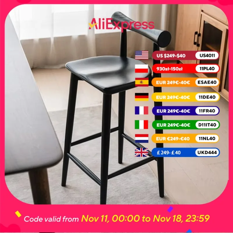 

Black Wooden Island Bar Stools Back High Cushions Minimalist Living Room Bar Stools Dining Modern Banqueta Home Furniture