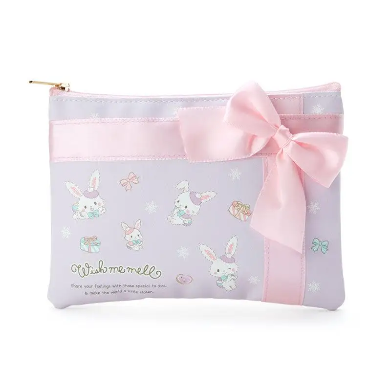 New Kawaii Cute Sanrio Wish Me Mell Cinnamoroll Pu Bag Zero Wallet Makeup Storage Bag Mobile Phone Bag Zipper Style Girl Gift