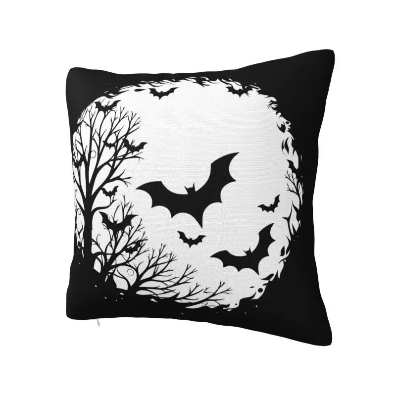 Custom Halloween Spooky Bat Moon Cushion Cover 45*45 cm Soft Throw Pillow Case Living Room Decoration Sofa Chair Pillowcase