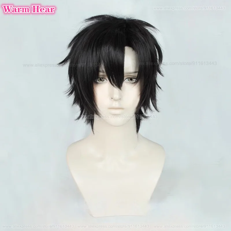 Cheng Xiaoshi Synthetic Hair Anime Short 30cm Black Siad Part Tie Hair Charles Heat Resistant Hair Halloween Cosplay Anime Wigs