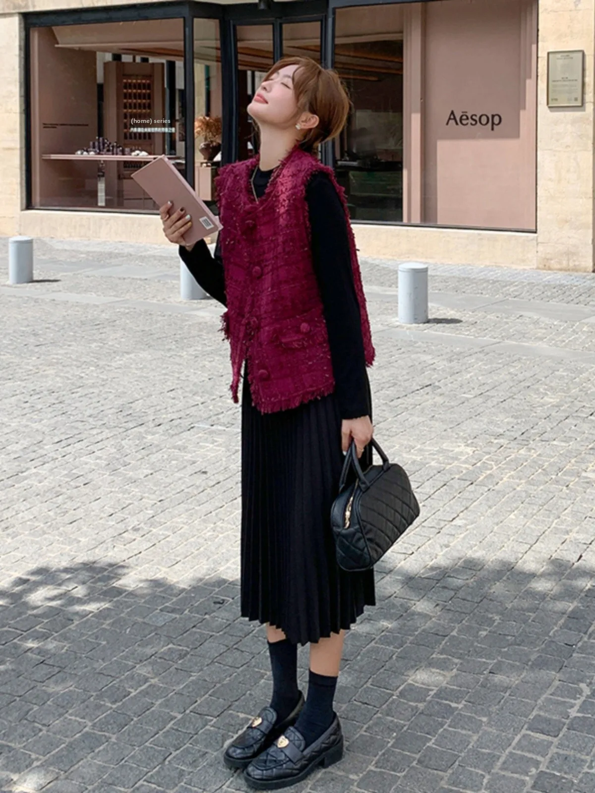 ensemble-gilet-et-jupe-a-franges-rouges-pour-femmes-petit-parfum-systeme-de-sel-vetements-anti-age-ensemble-entier-sens-haut-de-gamme-debut-d'automne