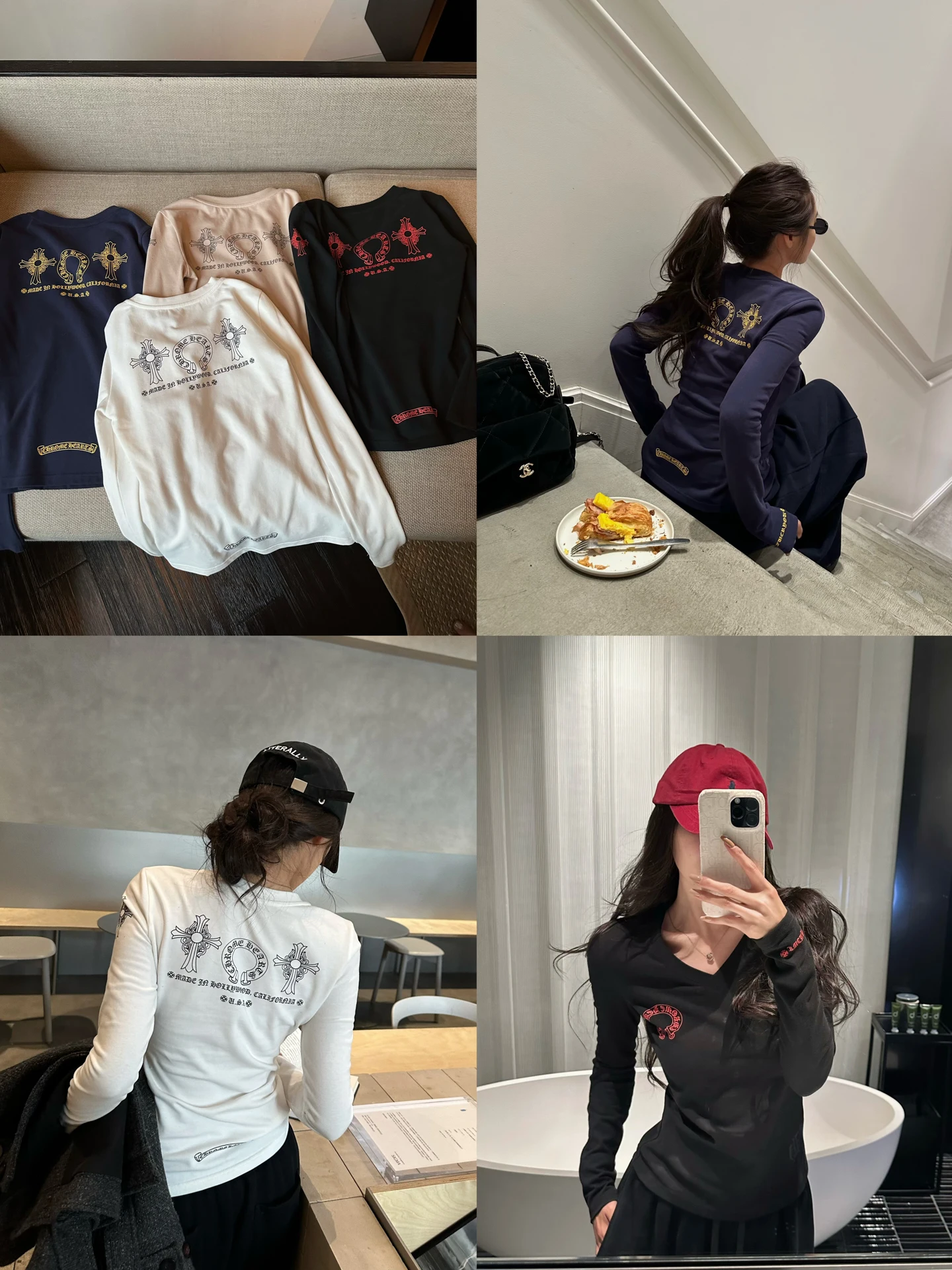 

Женская футболка NanaByNana Treasure KE Ro Heart Fce V-ne Color Blo Print с длинными рукавами и принтом, приталенный весенний топ