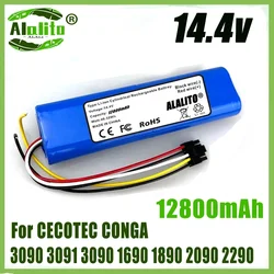 14.4V 12800mAh Battery Pack 100% New for For CECOTEC CONGA 3090 3091 3092 1690 1890 2090 2290 Robot Vacuum Cleaner Accessories