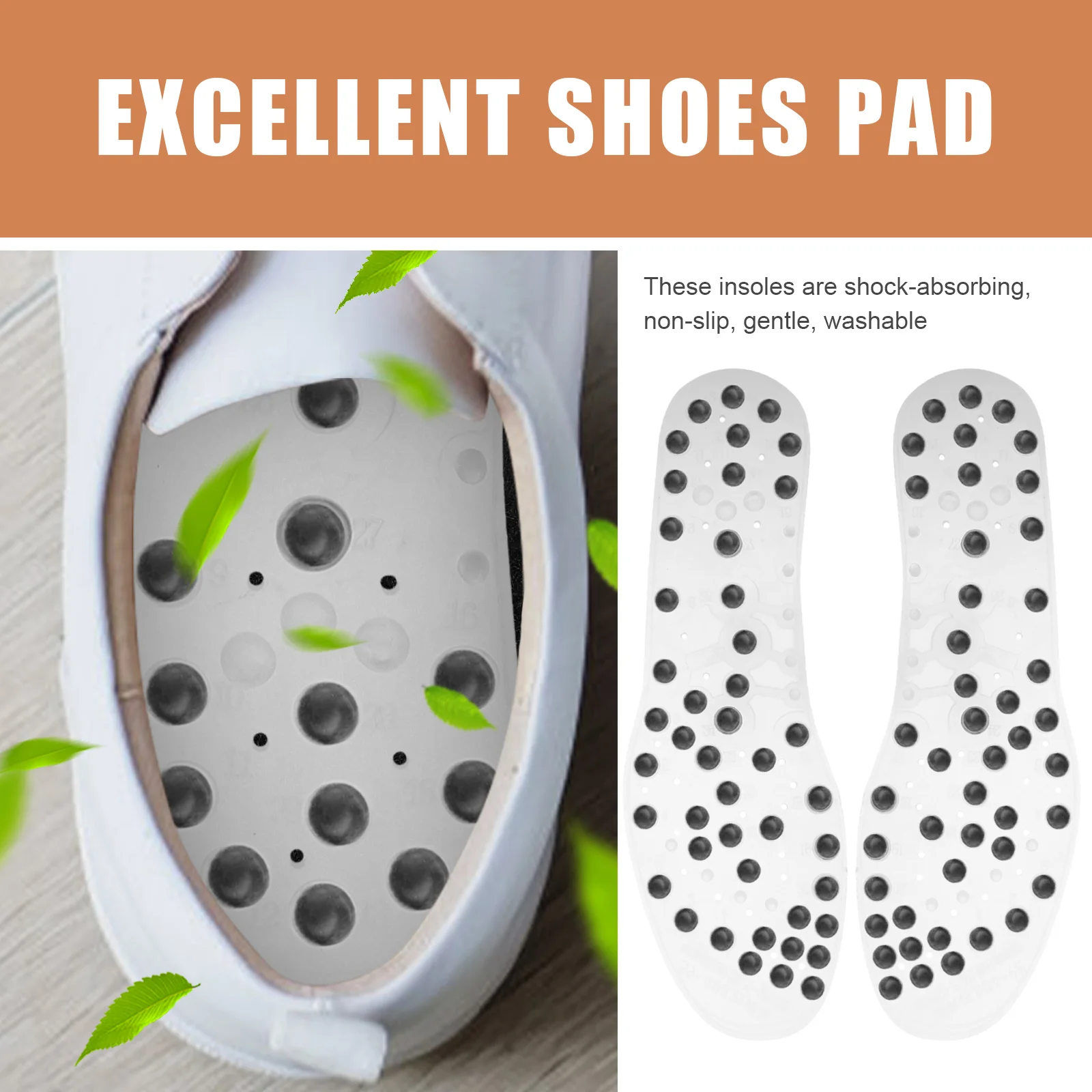

1Set Massage Insoles Shock Absorbing Lightweight Breathable Walking Sports Cuttable Shoe Inserts Elastic Comfortable Arch
