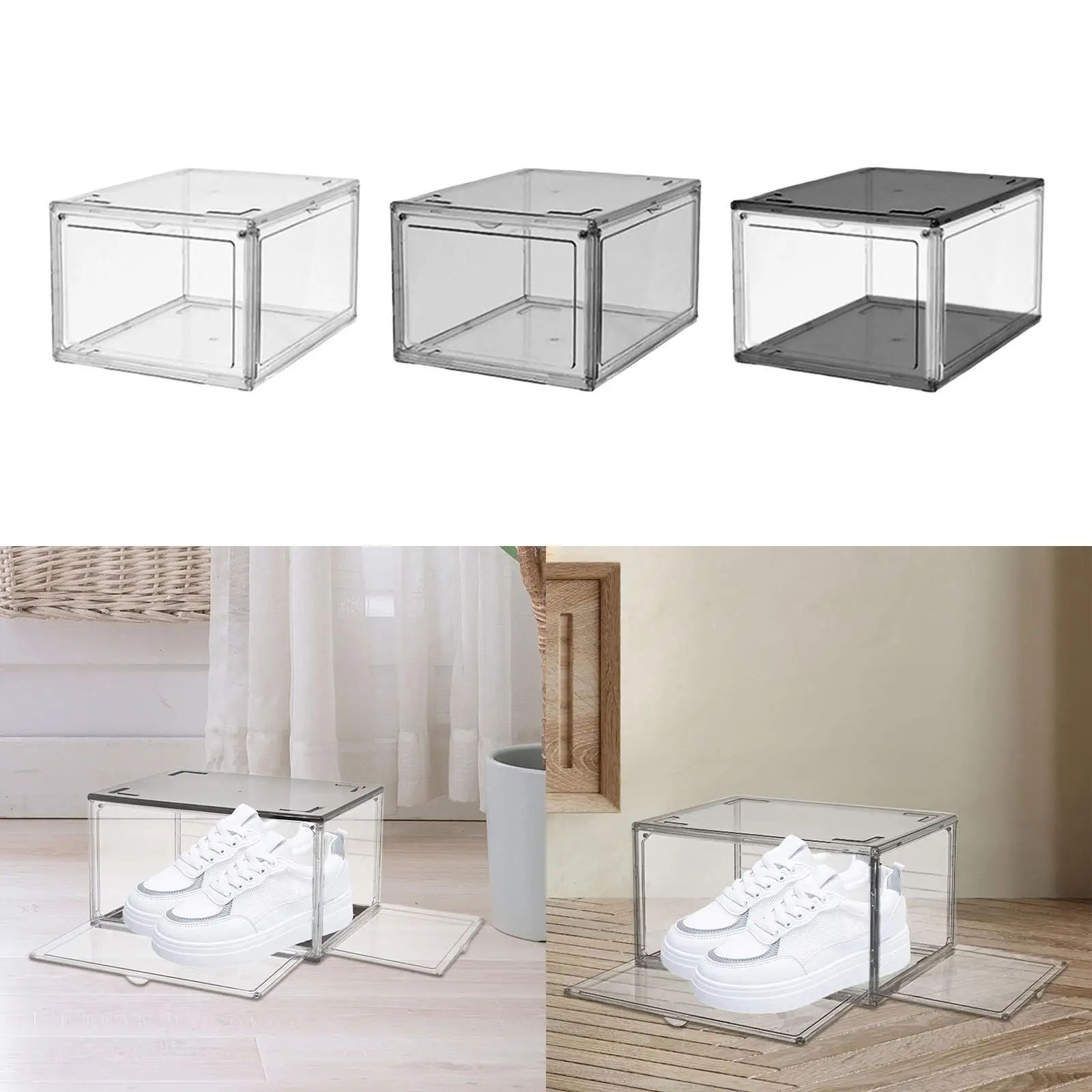 Shoe Box Shoe Organizer with Lids Assembly Required Visible Case Easy Assembly