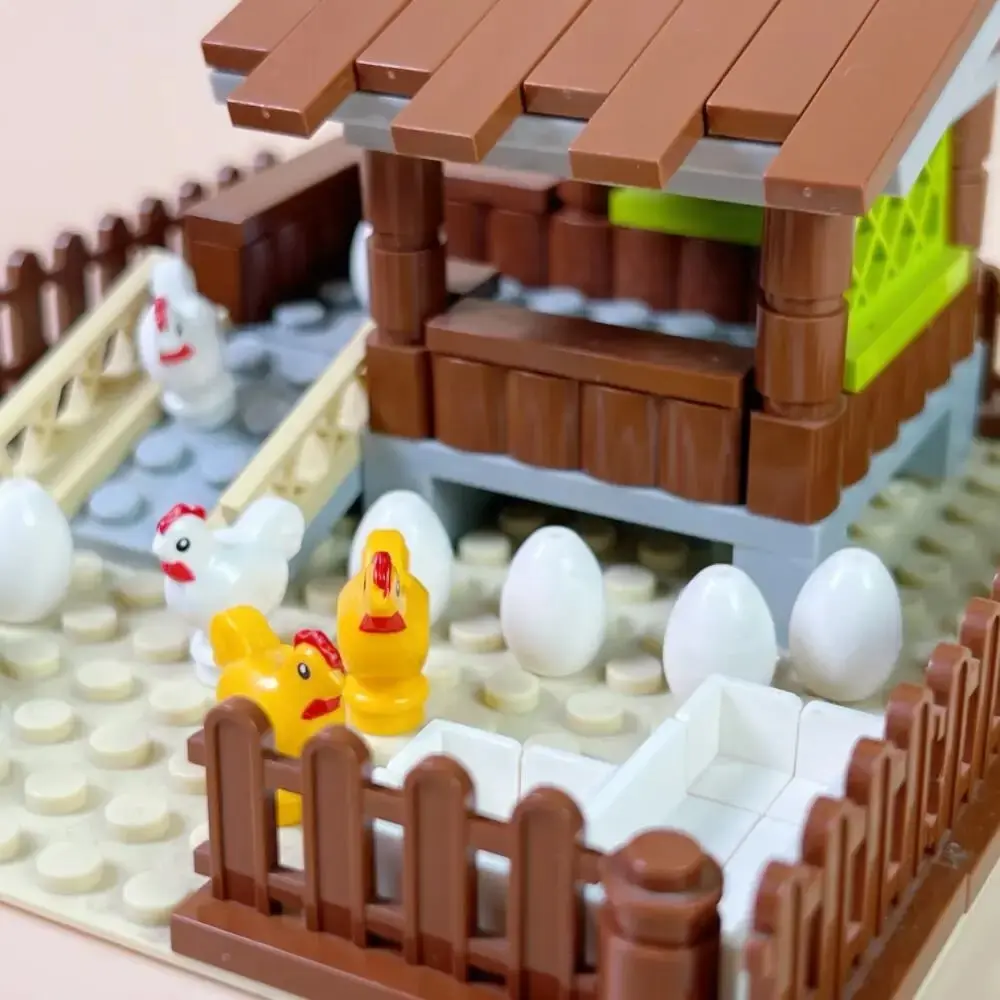 MOC Huhn Coop Henhouse Bausteine für Kinder Stadt Bauernhof Tiere Ziegel Spielzeug für Kinder Jungen Mädchen DIY Geschenke Juguetes – Detail 3