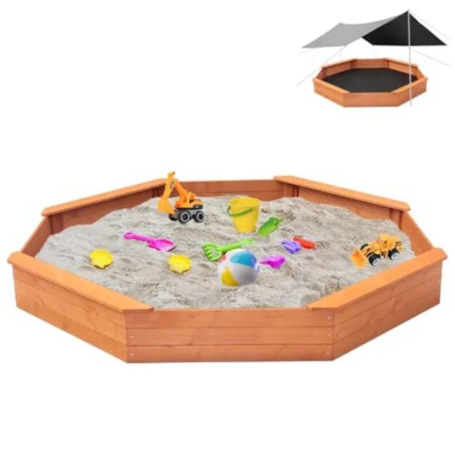 

Большая восьмиугольная деревянная уличная песочница с крышкой, 4 встроенными скамейками, очень большая песочница с нижним вкладышем для двора и сада