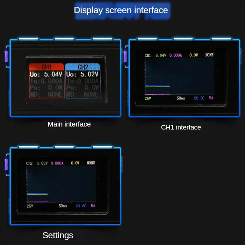 ABMF-200W 데스크탑 Chager 1.14In IPS 스크린 24V DC 55X25mm USB Type-C PD100W 다이버터 변환기 전화 노트북 고속 충전