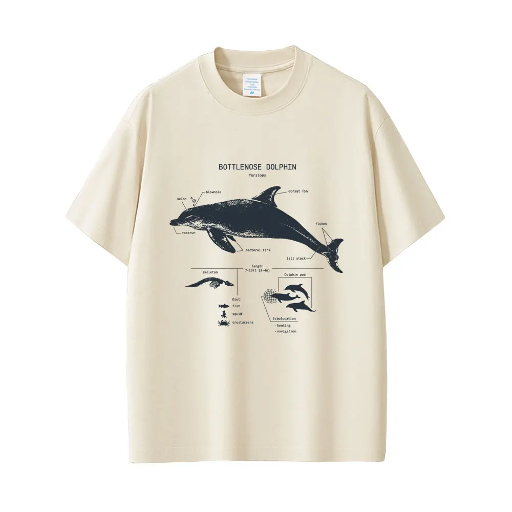 

Funny Bottlenose Dolphin Anatomy Graphic T Shirts Men Women Casual Oversized Short Sleeve T-shirt Male Vintage Tshirt Streetwear