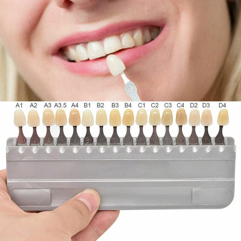 Dental 3D Shade Guide Chart Board Color Comparator with Mirror Teeth White Bleaching Dental Plate 20 Colors