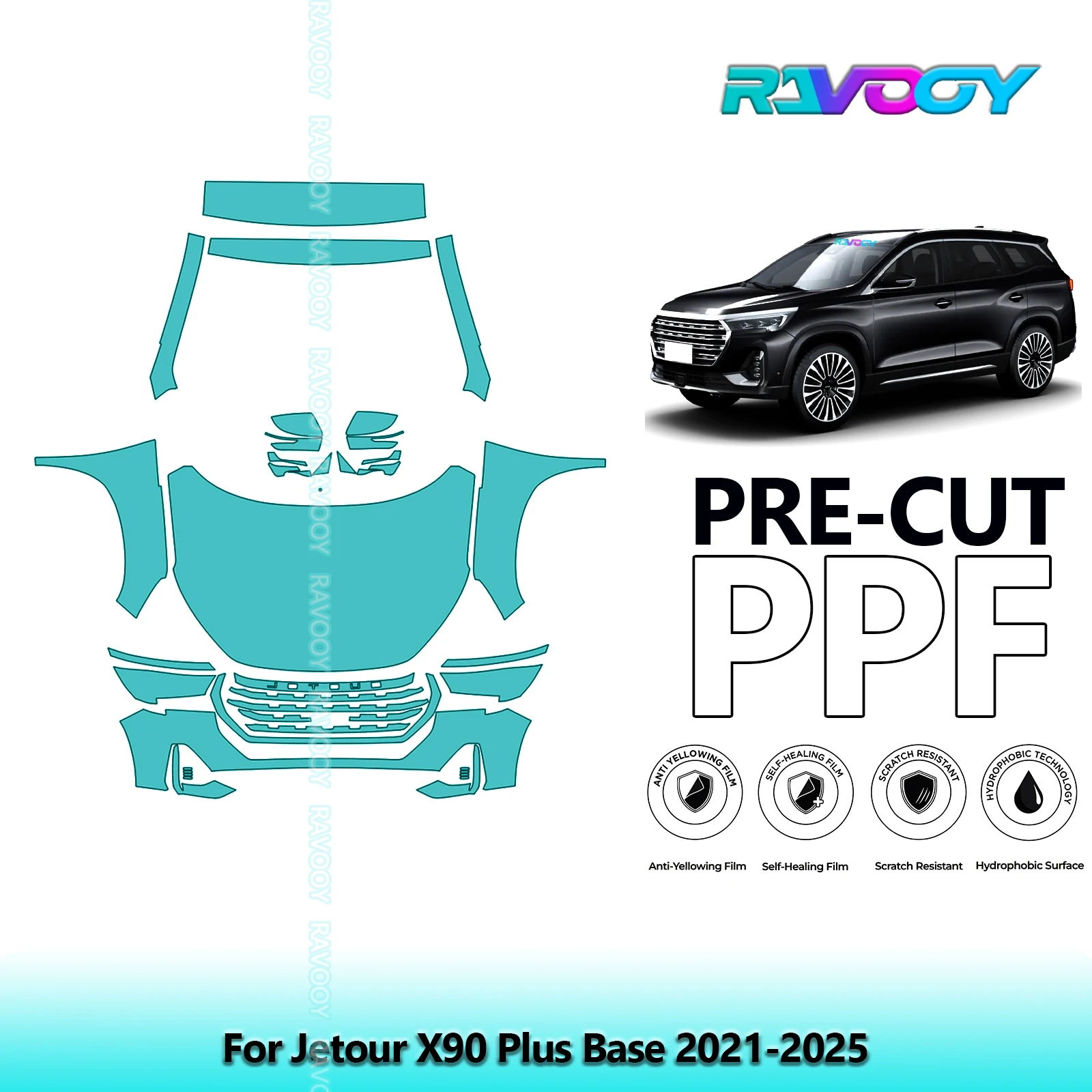 

Car Front Kit Clear Bra Precut PPF Paint Protection Film For Jetour X90 Plus Base 2021-2025