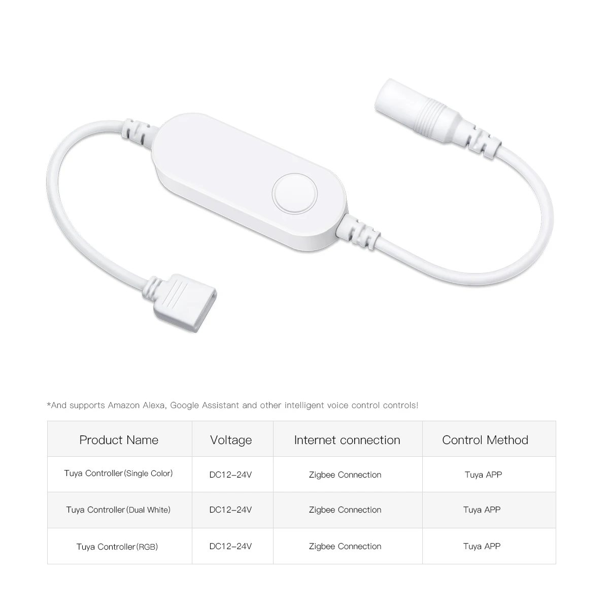 Imagem -02 - Tuya Zigbee 3.0 Controlador de Luz Led Inteligente 12v 24v Dimmer Cor Única Cct Faixa Rgb para Alexa Smartthings Ponte Gateway