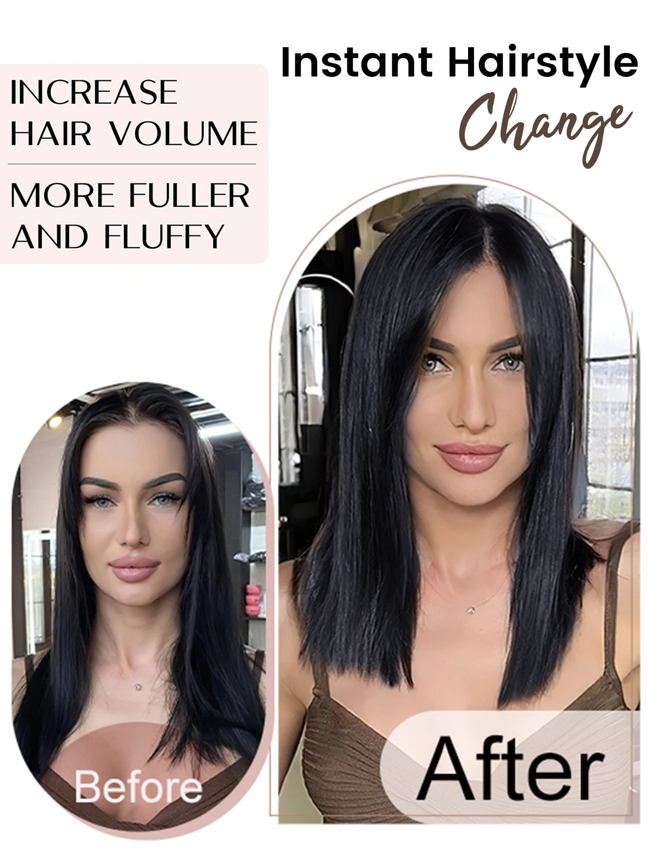 OLACARE Invisible Seamless Synthetic Hair Pads Clip In One Piece Increase Hair Volume Hair Extensions Top Side Cover Hairpiece