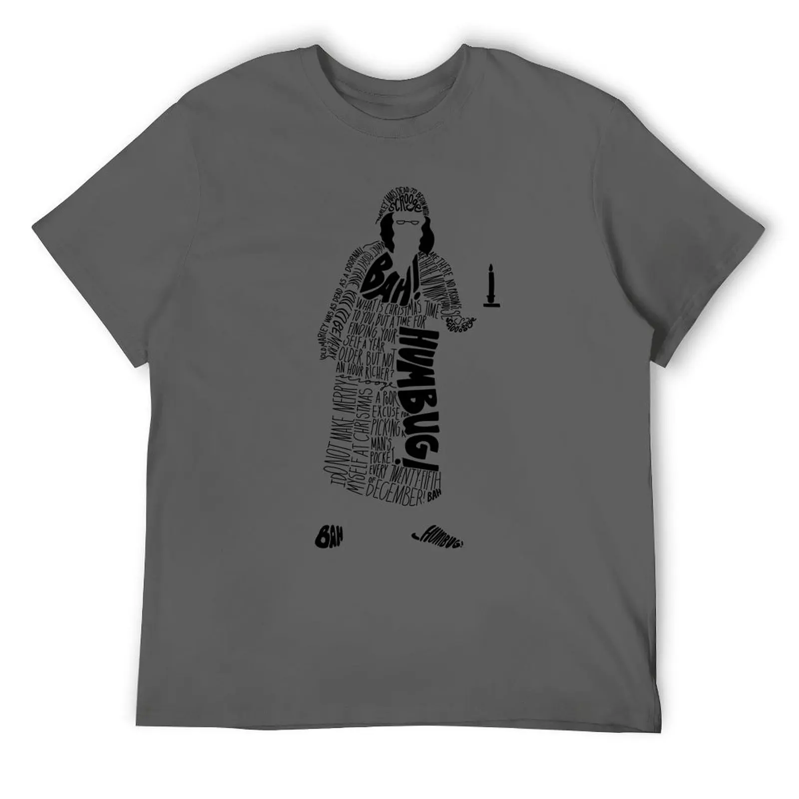 

Scrooge Bah Humbug Silhouette, Black Writing T-Shirt anime clothes street wear vintage graphic tee oversized t shirt men