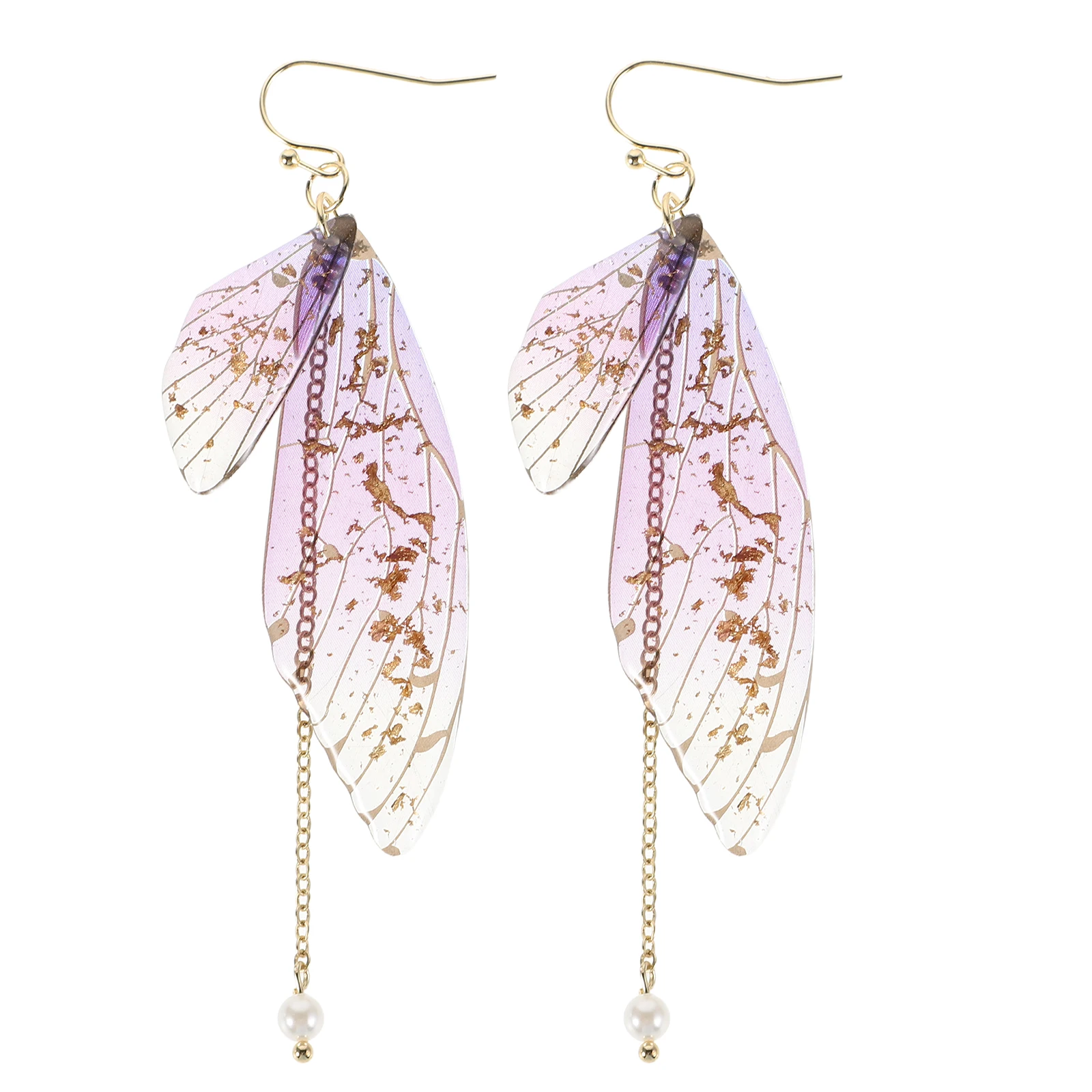 

2 Pcs Pearl Butterfly Earrings Fairy Wing Freshwater Shaped Jewelry Wedding